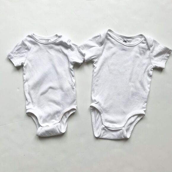 H&M white plain diaper shirts EUC/play 4-6m & 6-9m - Picture 1 of 7